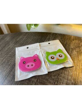 Pig & Owl Telescoping Phone Mount 2-Pack Pink Green 3M Adhesive Cartoon Pop Grip